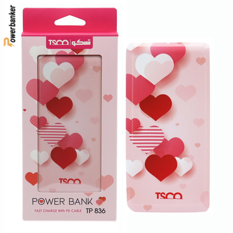 پاوربانک تسکو طرح قلب TSCO TP836 10000mAh - فست شارژ