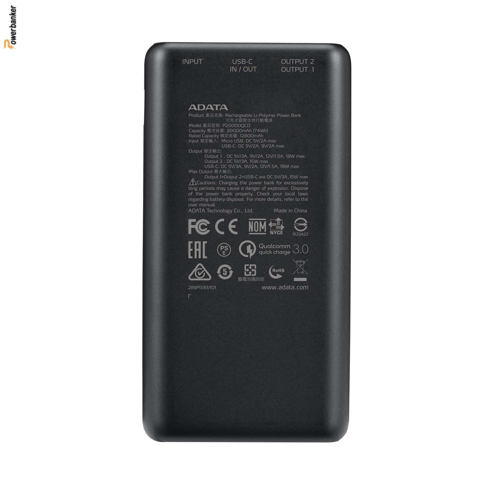 پاوربانک ای دیتا Adata P20000QCD 20000mAh