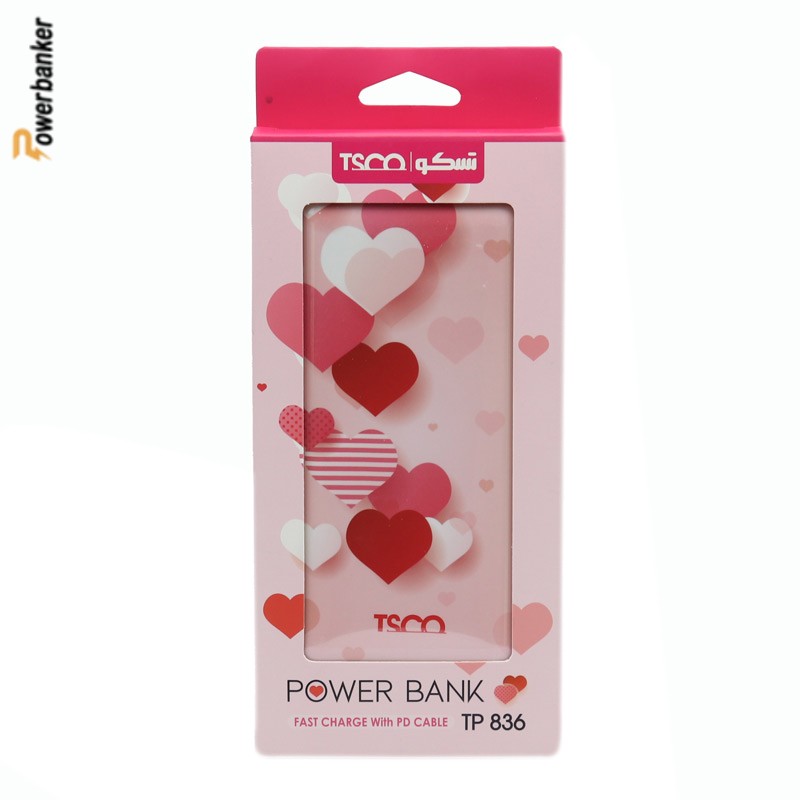 پاوربانک تسکو طرح قلب TSCO TP836 10000mAh - فست شارژ