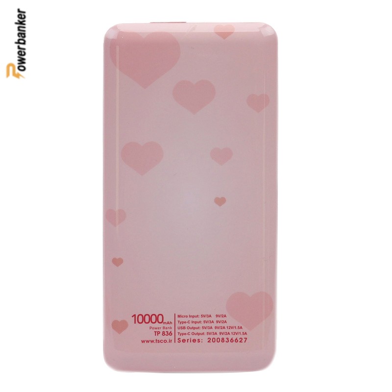 پاوربانک تسکو طرح قلب TSCO TP836 10000mAh - فست شارژ