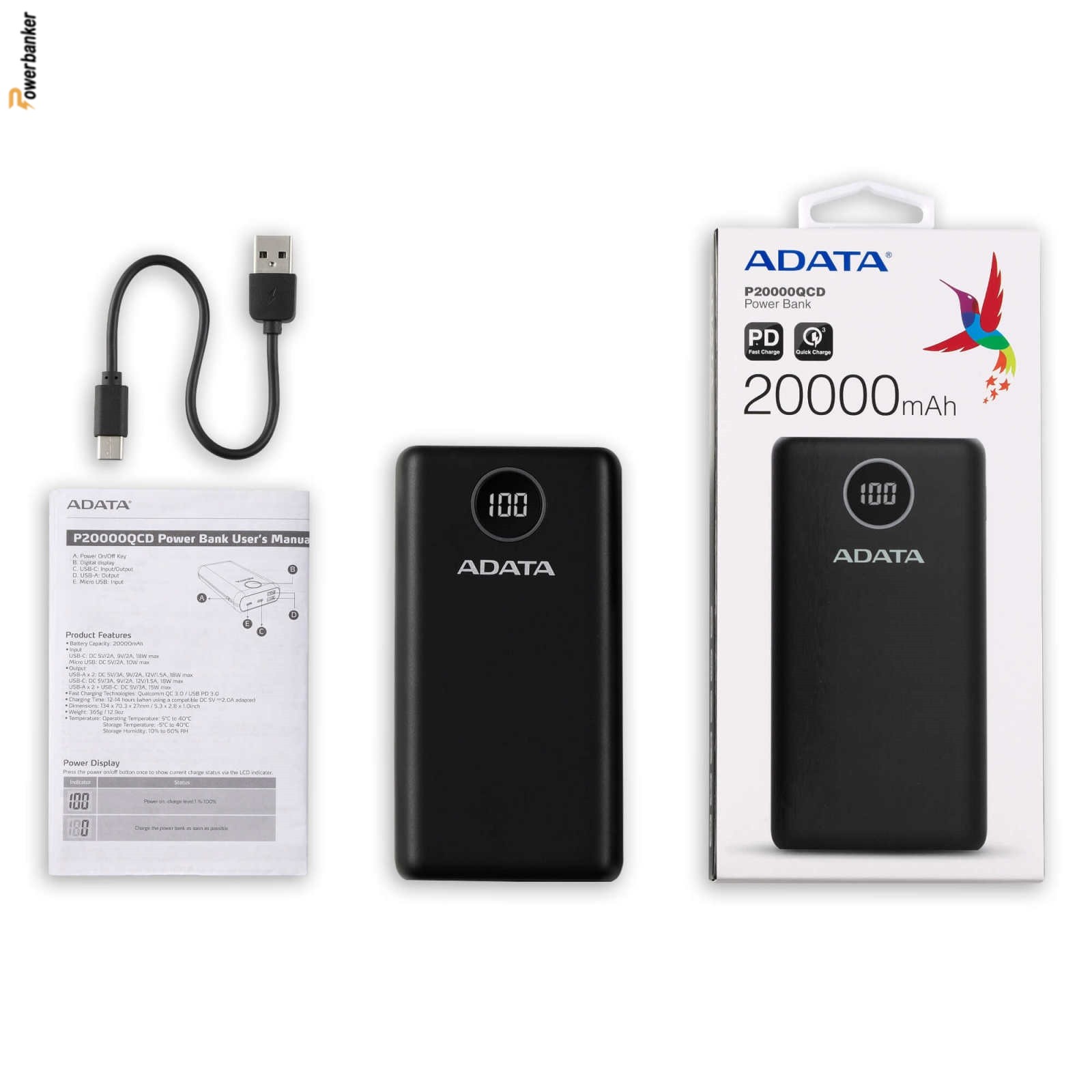 پاوربانک ای دیتا Adata P20000QCD 20000mAh